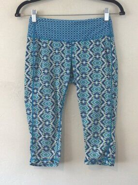 Prana Blue Print Capri Athletic Yoga Pants